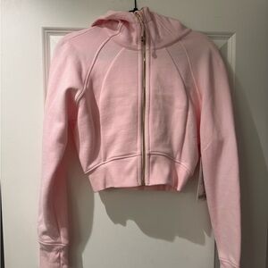 LuluLemon Pink Cropped Zip-Up Hoodie